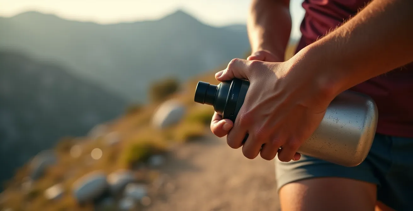 Atleta in fase di recupero su sentiero montano