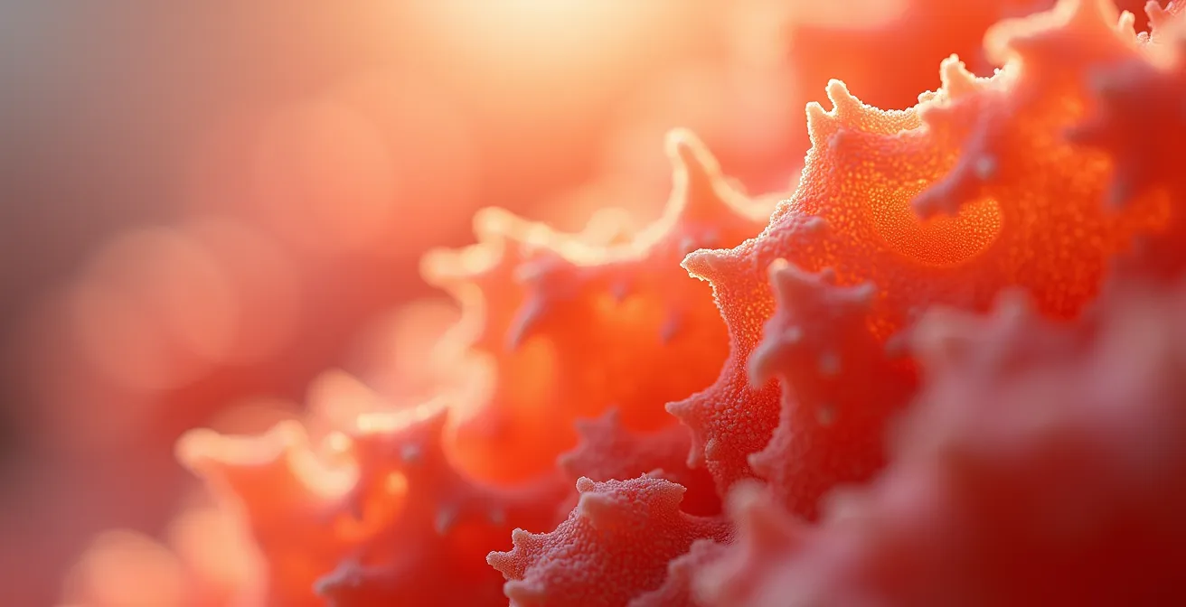 Dettaglio microscopico di tessuto muscolare energizzato